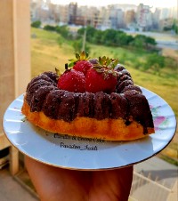 کیک وانیلی_کاکائویی