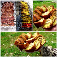 یک روز خوب در طبیعت کیک سه رنگ