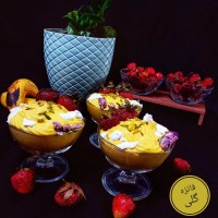 بستنی زعفرانی بدون ثعلب