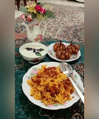 لوبیا پلو با گوشت چرخ کرده