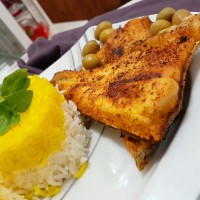 ماهی قزل الا + چلو زعفرانی