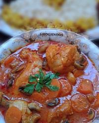 زرشک پلوبا مرغ وقارچ