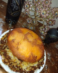 ریش ریش پلو و ته دیگ سیب زمینی