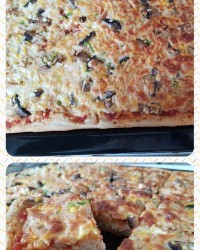 پیتزا ی مخلوط با کالباس خونگی