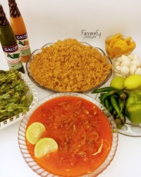 گندم پلو جنوبی وخورش ماهی مؤتو