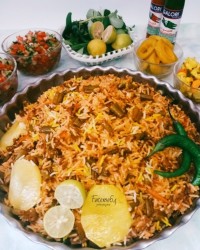 لوبیا پلو با گوشت چرخ کرده گوساله