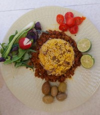 عدس پلو با گوشت چرخ کرده