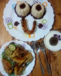 زرشک پلو با کتف و بال سرخ شده