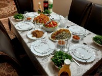 باقالی پلو با مرغ ریش شده