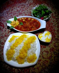 خورشت قیمه با کته