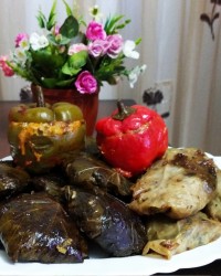 دلمه برگ مو،دلمه کلم وفلفل دلمه