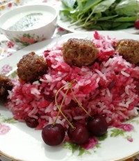 آلبالو پلو با کوفته قلقلی