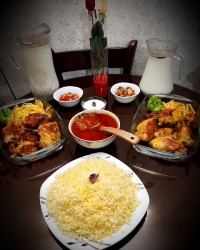 پلو مرغ دودی