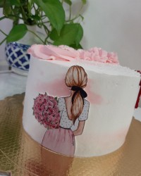 اولین کیک خامه کشی شده ی من فیلینگ موز و گردو