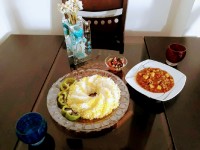 چلو زعفرونی و خورش لوبیاسبز....