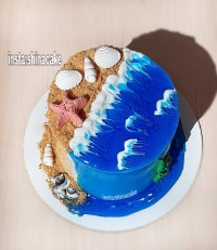 کیک تولد با طرح دریا و ساحل