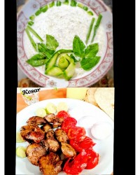 ماست و خیار قالبی وخوراک جگرمرغ