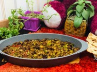 خوراک بادمجان و قارچ