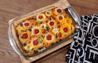 سوفله قارچ وکدو سبز املت کدو و شیرینی نارگیلی