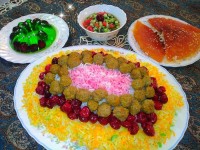 آلبالو پلو با گوشت قلقلی