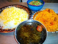 قورمه سبزی، ماکارانی و سالاد شیرازی