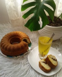 کیک عصرونه .شربت زعفرونی