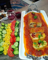 رولت مرغ و گوشت