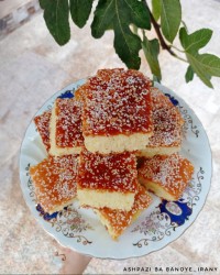 کیک تخته ای نارگیل و کشمش