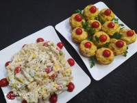 کاپ کیک سیب زمینی سالاد ماکارانی