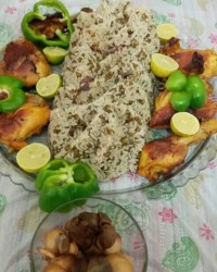 دمپخت پلوماش مرغ سرخ شده سیرترشی خونگی