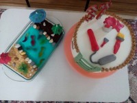 کیک تولد نقاش ساختمان و ژله دریاچه