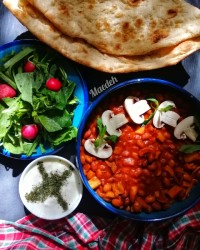 خوراک لوبیا چیتی با قارچ