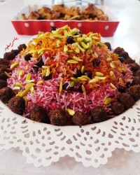 آلبالو پلو با کوفته قلقلی گیاهی