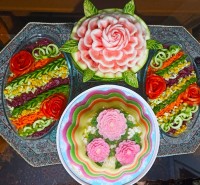 ژله تزریقی و حکاکی هندوانه و دیزاین سالاد