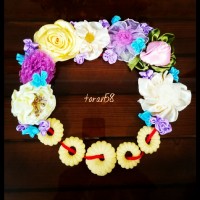 بیسکویت پرتقالی با تزیین گلهای روبانی