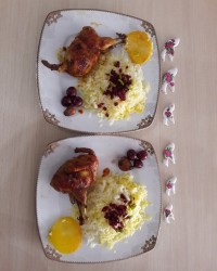 بلدرچین و زرشگ پلو