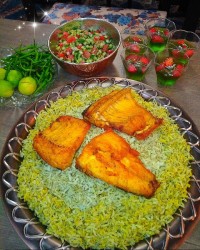 شوید پلو با ماهی سفید