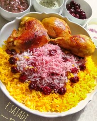 آلبالو پلو با مرغ
