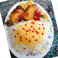 زرشک پلو با مرغ زعفرانی