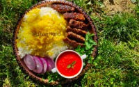 کباب تابه ای ساده و یه تزئین وعکس خیلی عجله ای..