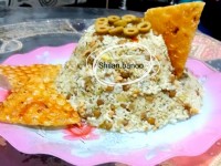 عدس پلو با ته دیگ نان لواش کنجدی