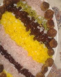 آلبالو پلو با گوشت قلقلی