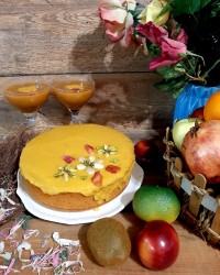 کیک هلو و رانی هلو با روکش سس هلو