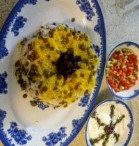 عدس پلو با کشمش