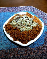 شوید پلو چشم بلبلی به همراه گوشت چرخ کرده