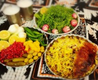 لوبیا چشم بلبلی پلو شیرازی