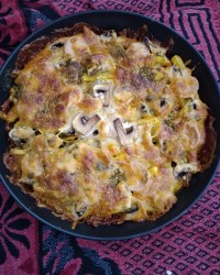 سیب زمینی با قارچ و پنیر