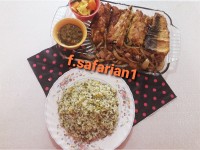 سبزی پلو با ماهی شیر و سس تمبر هندی