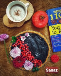 تارت شکلاتی با دانه های انار