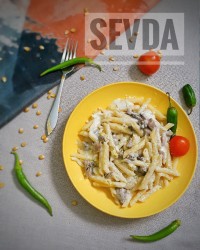 پنه پاستا با سس آلفردو عکس سوم حکاکی هندوانه